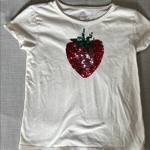 Wonder Nation Kids' Sequin Strawberry Tee - White and Red